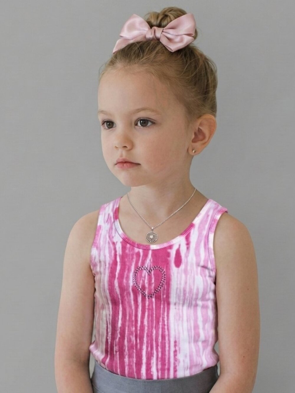 Love Tank Top Pink White Tie Dye w/ Studded Heart